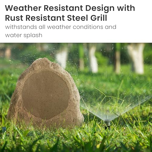 Theater Solutions 2R6S Outdoor Sandstone 6.5" Rock 2 Speaker Set for Deck Pool Spa Yard Garden - Thumbnail 7