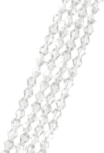 Miniatura 4 de 10 hebras checas facetadas de cristal bicono sueltas cuentas de cristal sueltas de 0.157 in (0.16 pulgadas) pequeñas transparentes (870-900 piezas)