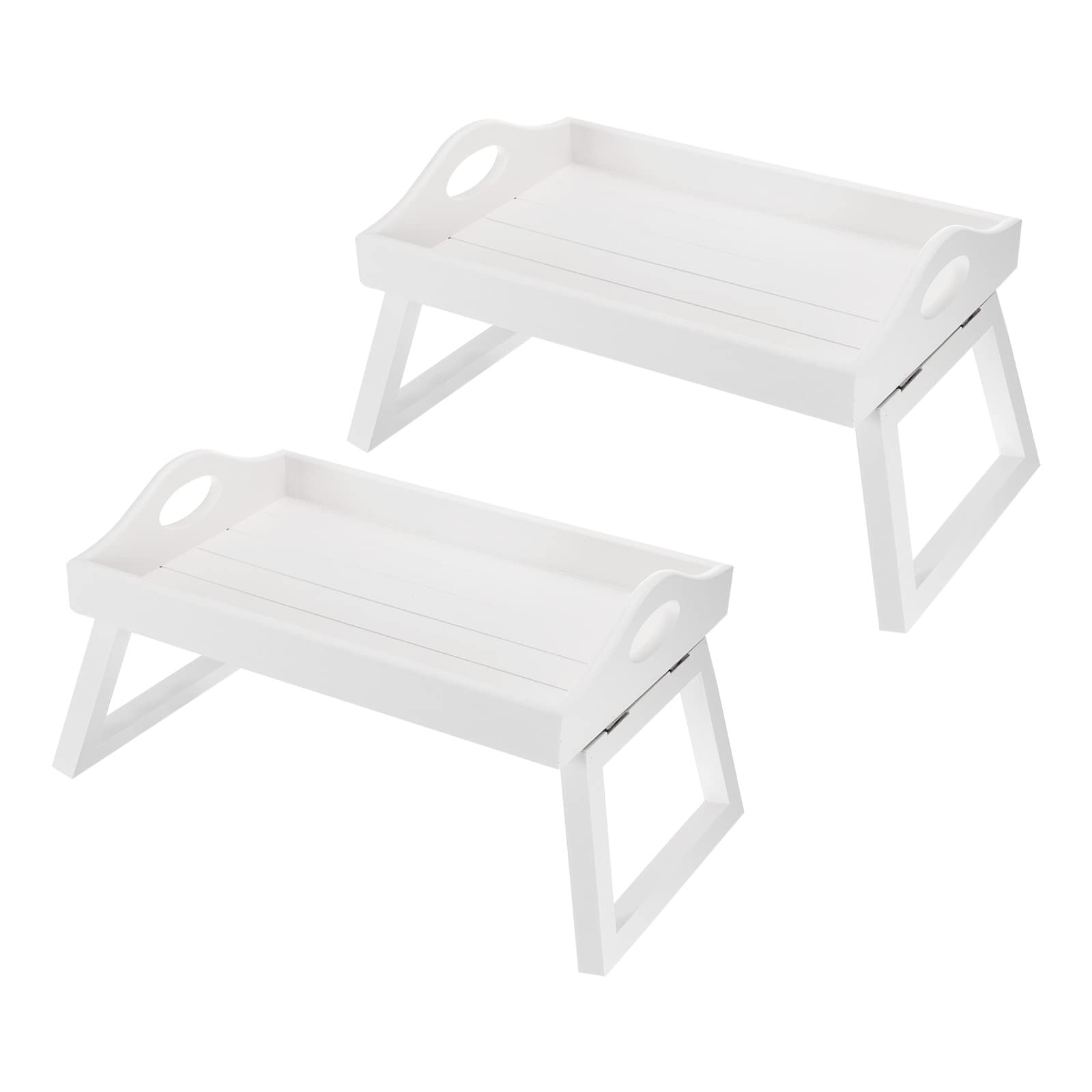 PATIKIL 2 Paquet 30x20x17cm Petit-déjeuner Plateau Table Lit Plateaux Blanc