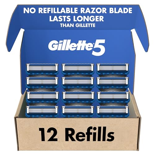 Gillette5 Mens Razor Blade Refills, 12 Count, Lubrastrip for a More Comfortable Shave