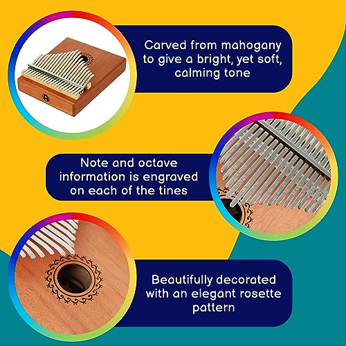 A-Star Kalimba-Daumenklavier mit 21 Tasten und Mahagonikorpus – inklusive Stimmhammer, Spielanleitung und Daumenschutz