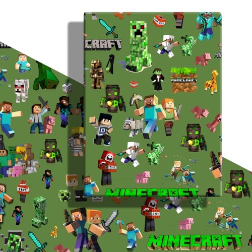 YOOYEH Wrapping Papers 5 PCS 70x50cm Birthday Gift Wrapping Paper Christmas Wrap for Kids (Green)