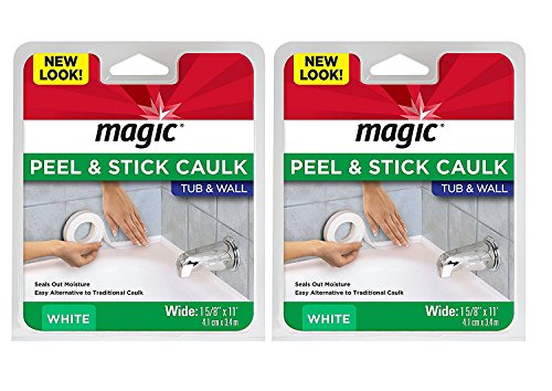 Magic Tub and Wall Peel and Caulk Strip - Create a Tight Seal Between The Bathtub and Wall to Keep Moisture Out - 1-5/8 Inch by 11 Feet - White
