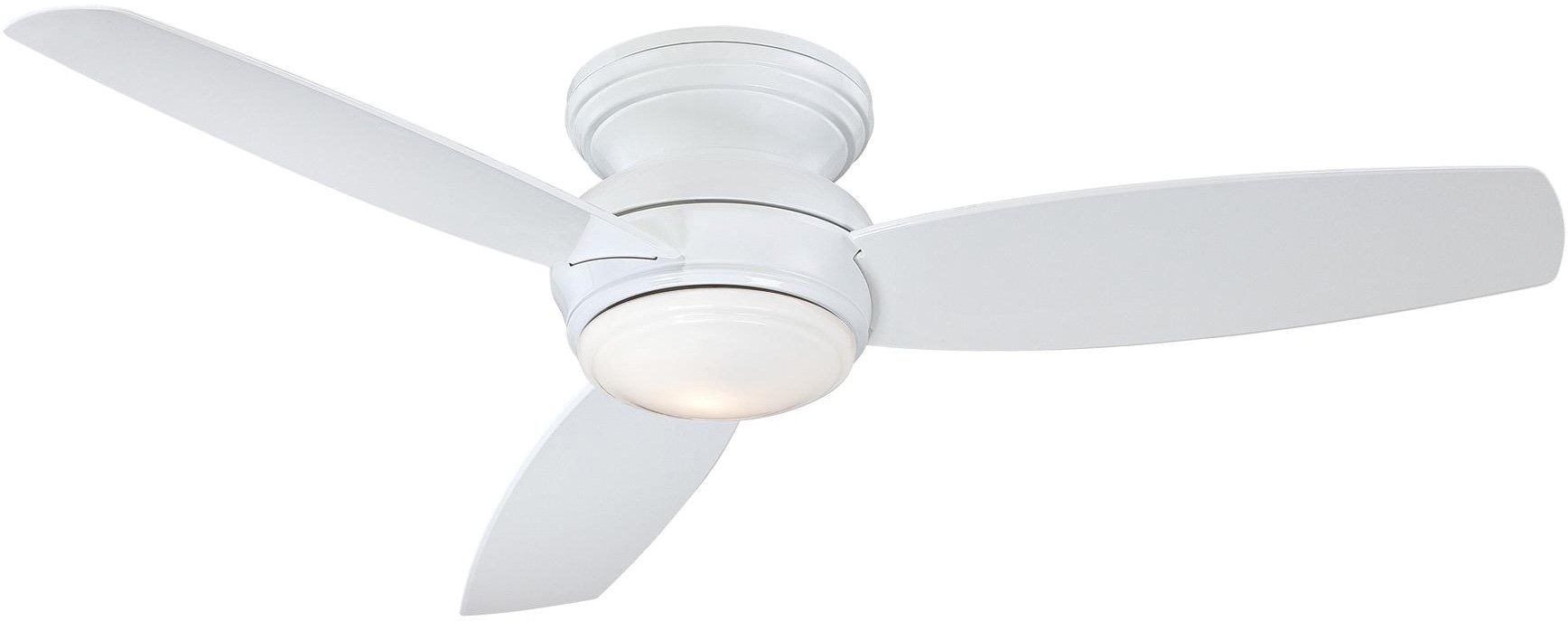 Minka-Aire F594L-WH-B Concept 52" Outdoor Flush Mount Hugger Ceiling Fan with LED Light and Wall Control, 3 Blades, White (Remote Included)