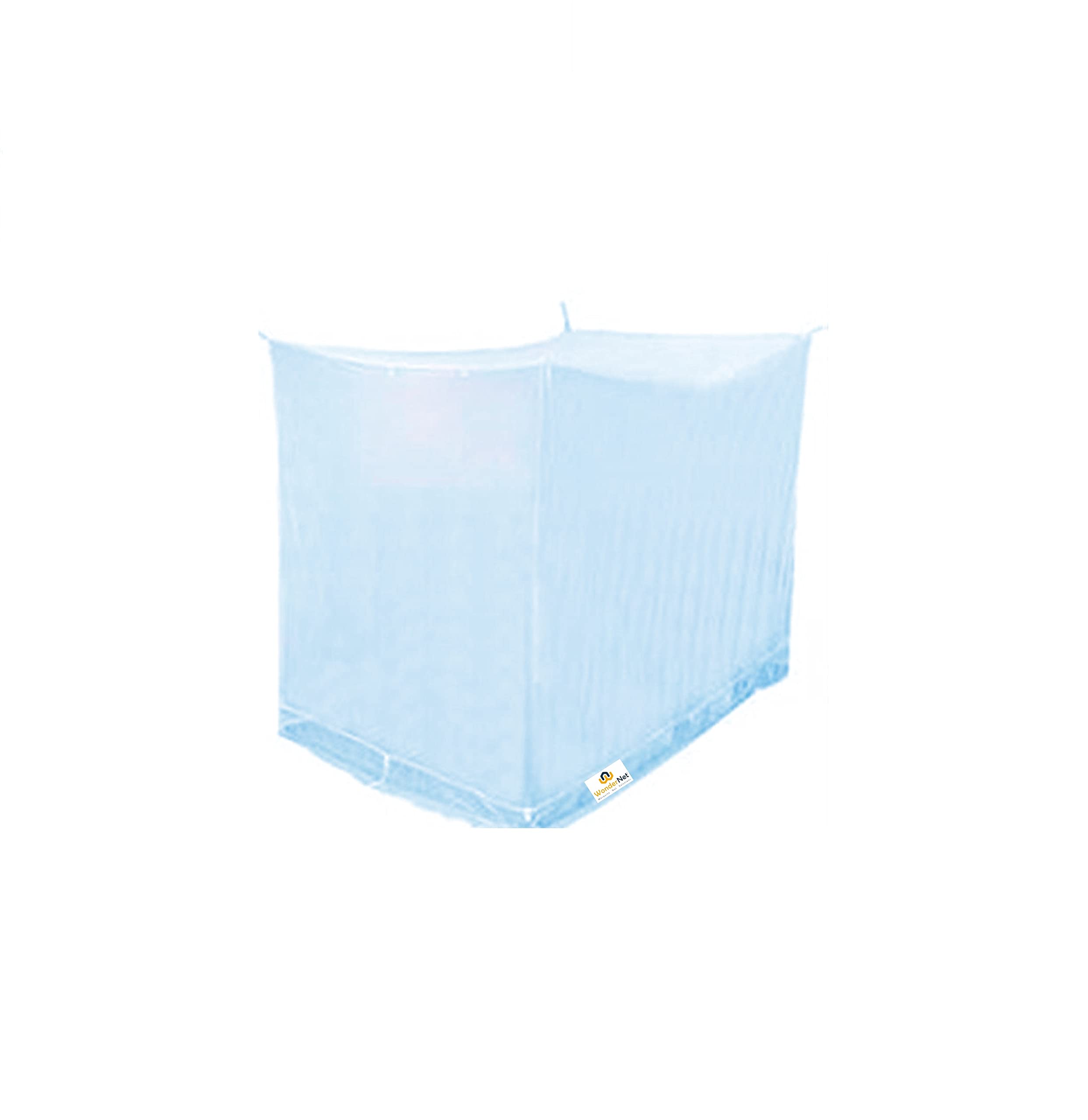 WonderNet Desi/Traditional Mosquito Net for Blue Color for Double Bed Deluxe/King Size I Premium Tying Type Poly Cottton Machardani Strong and Durable I Foldable I Resistant Home (6ft X 7ft)