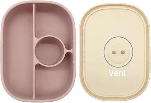 Miniatura 6 de PandaEar Lonchera Bento de silicona para niños pequeños, lonchera de grado alimenticio a prueba de fugas, apta para microondas y lavavajillas (rosa)