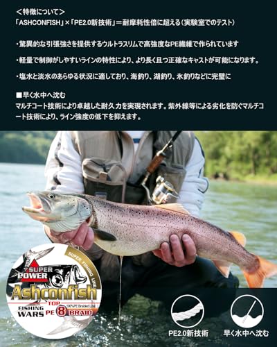 Ashconfish PEライン 8編 釣り糸 200m(1号 1.2号 1.5号 2号 2.5号 3号 3.5号 4号 5号 6号 7号 8号 9号 10号) ブラック 3枚目