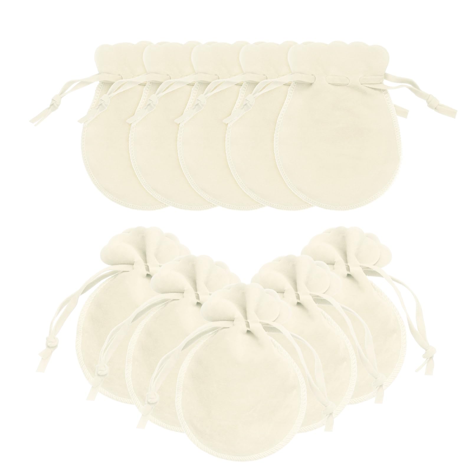 sourcing map 10 Pcs Small Velvet Drawstring Pouches, 3.5" x 4.7" Flannel Calabash Shape Drawstring Jewelry Pouches Velvet Jewelry Bags for Wedding Birthday Party Favors, Beige