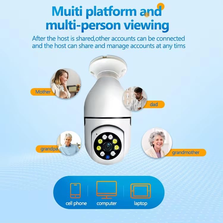 Image of SIFER 1080p HD Smart Wi-Fi CCTV Home Security Camera | Indoor 360 Smart CCTV Camera | Bulb Camera | 128GB SD Card Support (Not Included) | Perfect for Home, Office Monitoring