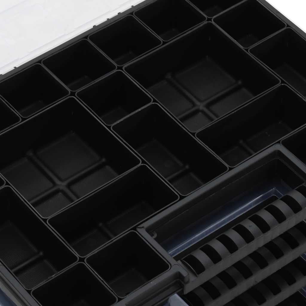 Sortimentskästen Set aus Polypropylen 40x30x5 cm, 5-teilig mit Griff, transparenter Deckel, Werkzeugaufbewahrung für Schraube Dübel Bit Bohrer in Werkstatt Garage Reparatur