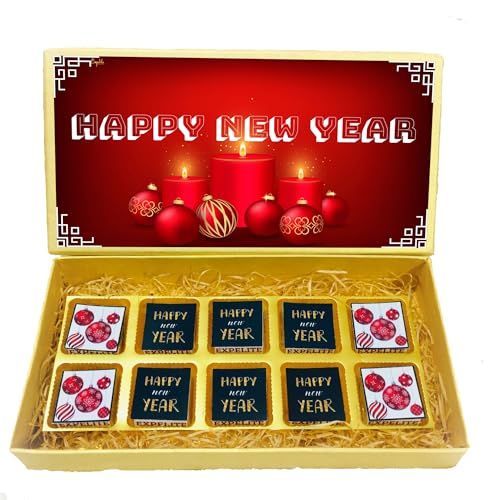 Image of Expelite Mery Christams And New Year Chocolate Gift For Girl Friend - 10 PC Happy Near Year Gift for Employees