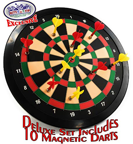 Mattys-Toy-Stop-Deluxe-Magnetic-Dartboard-Dart-Board-155-with-10-Darts-Total-5-Yellow-5-Red