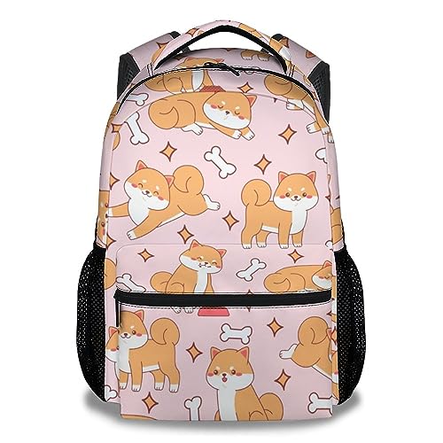 Shiba Inu Backpack for Girls Boys, 16 Inch Dog Backpacks for School, Cute, Adjustable Straps, Durable, Lightweight, Large Capacity Bookbag for Kids