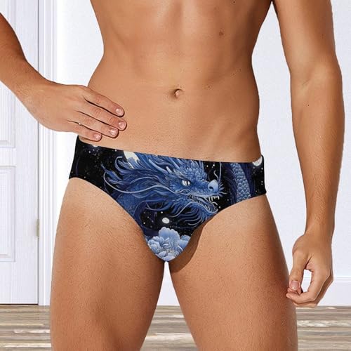 Dragon Peony Flowers Moonlight Men's Swimsuit Bikini Briefs Swim Underwear Stretchy Swimwear2