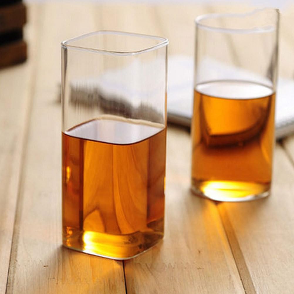 TOPBATHY Glasbecher Set 6 Stück 400Ml Quadratisch Vielseitig Für Kaffee Milch Longdrinks Mikrowellengeeignet Stilvolles Haushalts- Und Partygeschirr