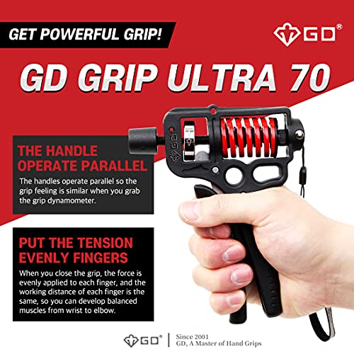 GD Grip Ultra 70 Hand Grip Strengthener, Adjustable Hand Grip Hand Gripper Wrist Forearm Trainer Arm Wrestling Exerciser (Adjustable Resistance : 44 to 154 lbs) - Thumbnail 2