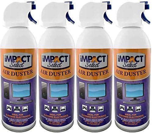 Impact Select Air Duster Compressed Canned Air Keyboard Computer Cleaner Dust Off 10oz Can with Straw (12 Pack)