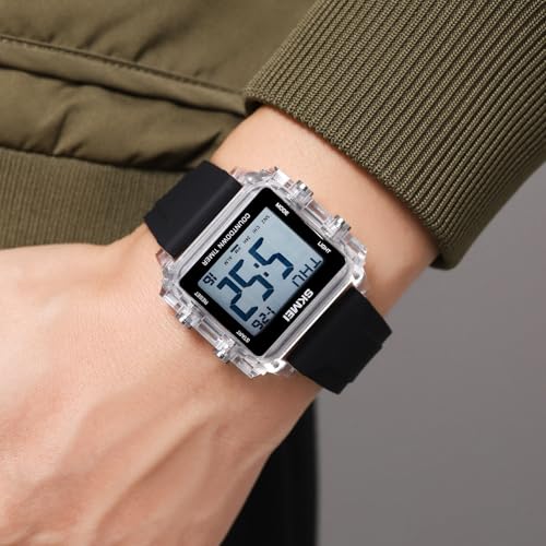 Gosasa Unisex Digital Watch Women Men Multifunction Outdoor Sport Watches Casual Silicone Strap Stopwatch Alarm Countdown Dual Time 50M Waterproof (Blue)4