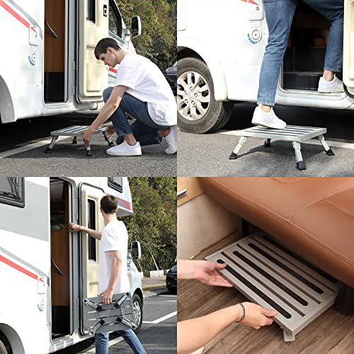 Safety Rv Steps 19" X 14.5" Large Rv Step Aluminum Folding Platform And Ladder With Non-Slip Rubber Feet More Stable Supports Up To 1500Lbs #TOP5