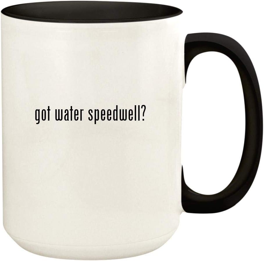 got water speedwell? - 15oz Ceramic Colored Handle and Inside Coffee Mug Cup, Black