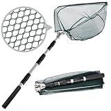 HEYOMART Kescher Angeln, Teleskop-Kescher 130cm, Unterfangskescher Angelkescher mit Faltbare Fischernetz, Langlebiges Nylongeflecht Angelzubehör für Erwachsene und Kinder