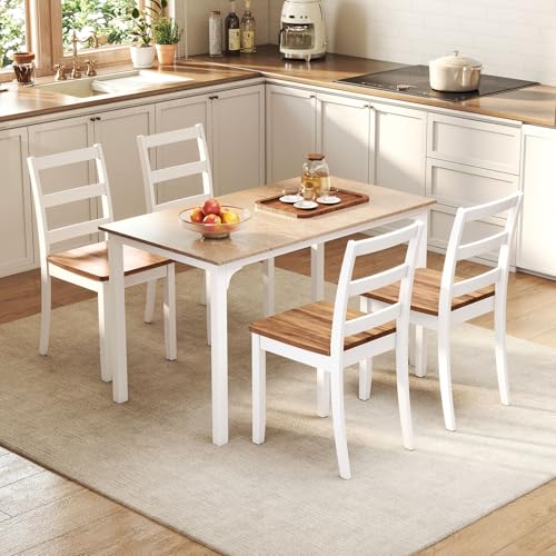Image of COSTWAY Dining Chairs Set of 2, Mid-Century Modern Wooden Chairs, White