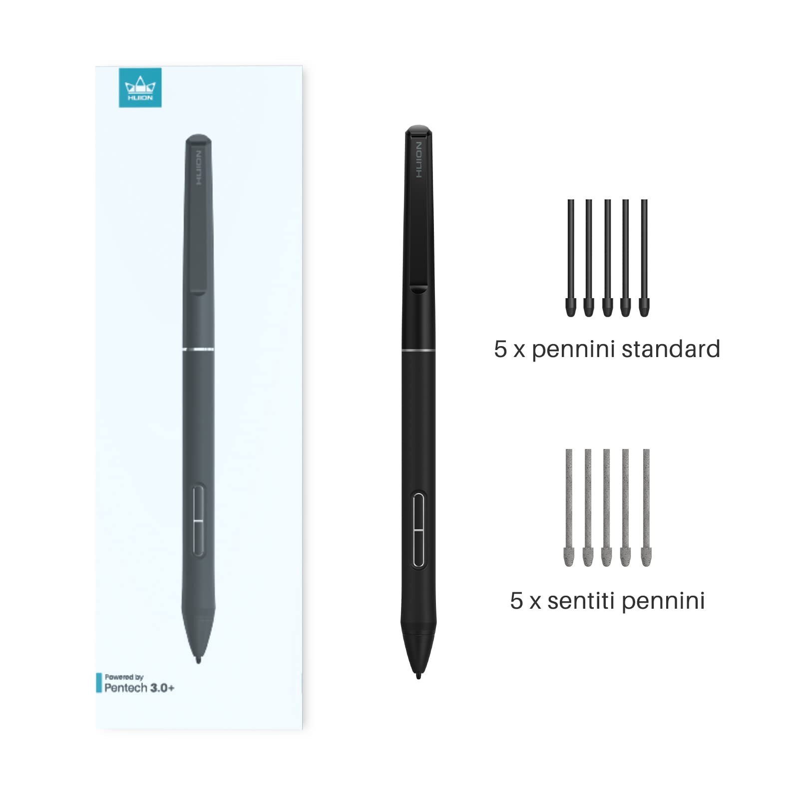 HUION PW550S Sottile Penna Stilo Digitale senza Batteria, Nuova Tecnologia Pentech 3.0+, Impugnatura più Sottile, Sensibilità alla Pressione Più Alta, Maggiore Precisione e Maggiore Compatibilità