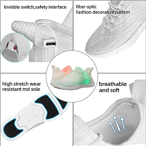 Shinmax Zapatillas para Hombre Mujer Fibra Optica Zapato LED 7 Colores 4 Modos Recargables USB Zapatos Deportivos Respirable Ultraligero Adecuado para la Fiesta de Cumpleaños de Navidad y Año Nuevo