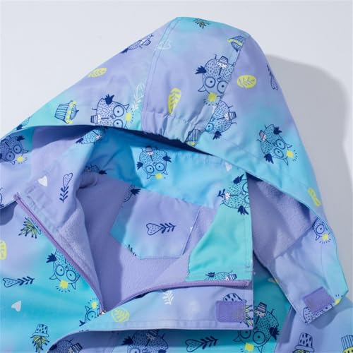 Toddler Girls Fleece Raincoat Hooded Print Zip 𝗪aterproof Outerwear Slim Fit Casual Warm Jacket with Pocket3