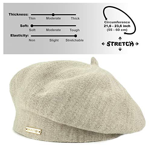 Braxton Tan - Warm Lined Wool Brown Knit Berets - French Paris Hat For Women #TOP3