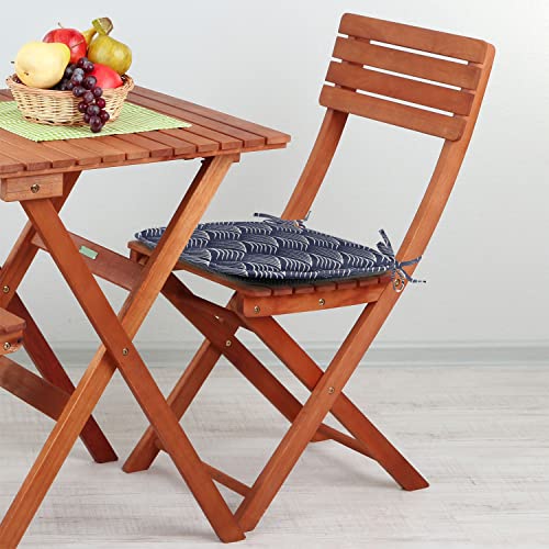 Ambesonne Geometric Chair Seating Cushion Set Of 2, Vintage Ocean Waves Design With Swirled Ripples Ancestral Ornate Nautical, Seat Pads For Office With Anti-Slip Backing, 16"X16", Dark Blue Cream #TOP13