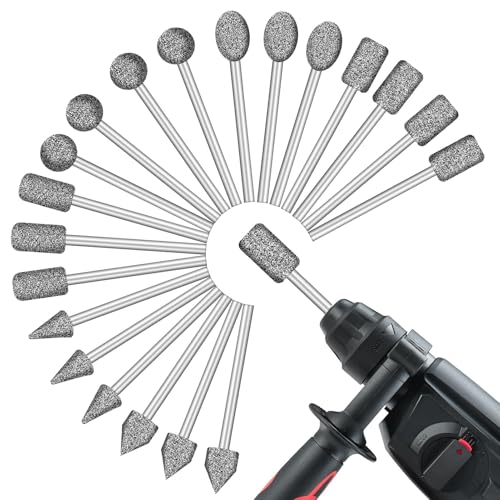 20 Pièces Ensemble de Fraises Diamantées pour Sculpture pour Dremel, Fraise Diamant, Tige 1/8' Pouce Pour Gravure, Ponçage, Verre, Céramique, Travail de Pierre