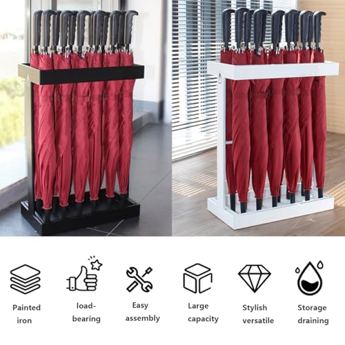 Porte-parapluies en métal blanc à 18 compartiments pour intérieur - 5