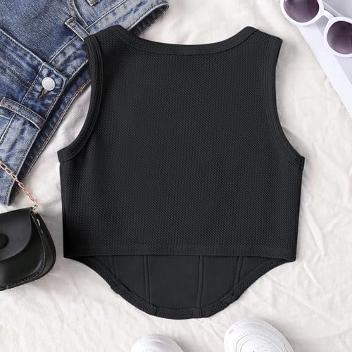 Girls Athletic Crop Tops Kids Square Neck Sleeveless Outdoor Athletic Tennis Dance Camisole T-Shirt Summer Tank Tops4
