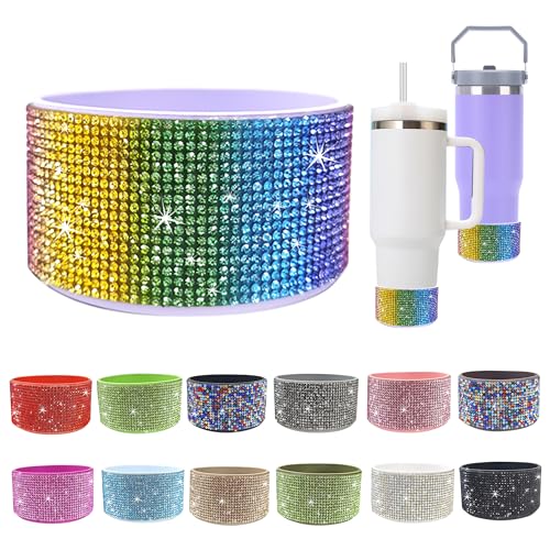 Diamond Glitter Silicone Boot for Stanley Cup 20-30oz, Simple Modern Trek 30oz Tumbler, Anti-Slip Base, 2.8-2.9 inch (Purple-Color)
