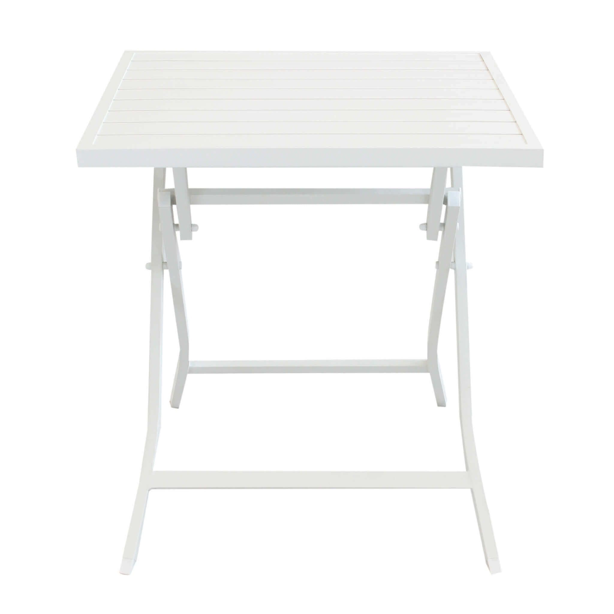 milani home - tavolo da giardino pieghevole, alluminio, pieghevole salvaspazio quadrato, 4 posti, bianco, piano 70 x 70 cm