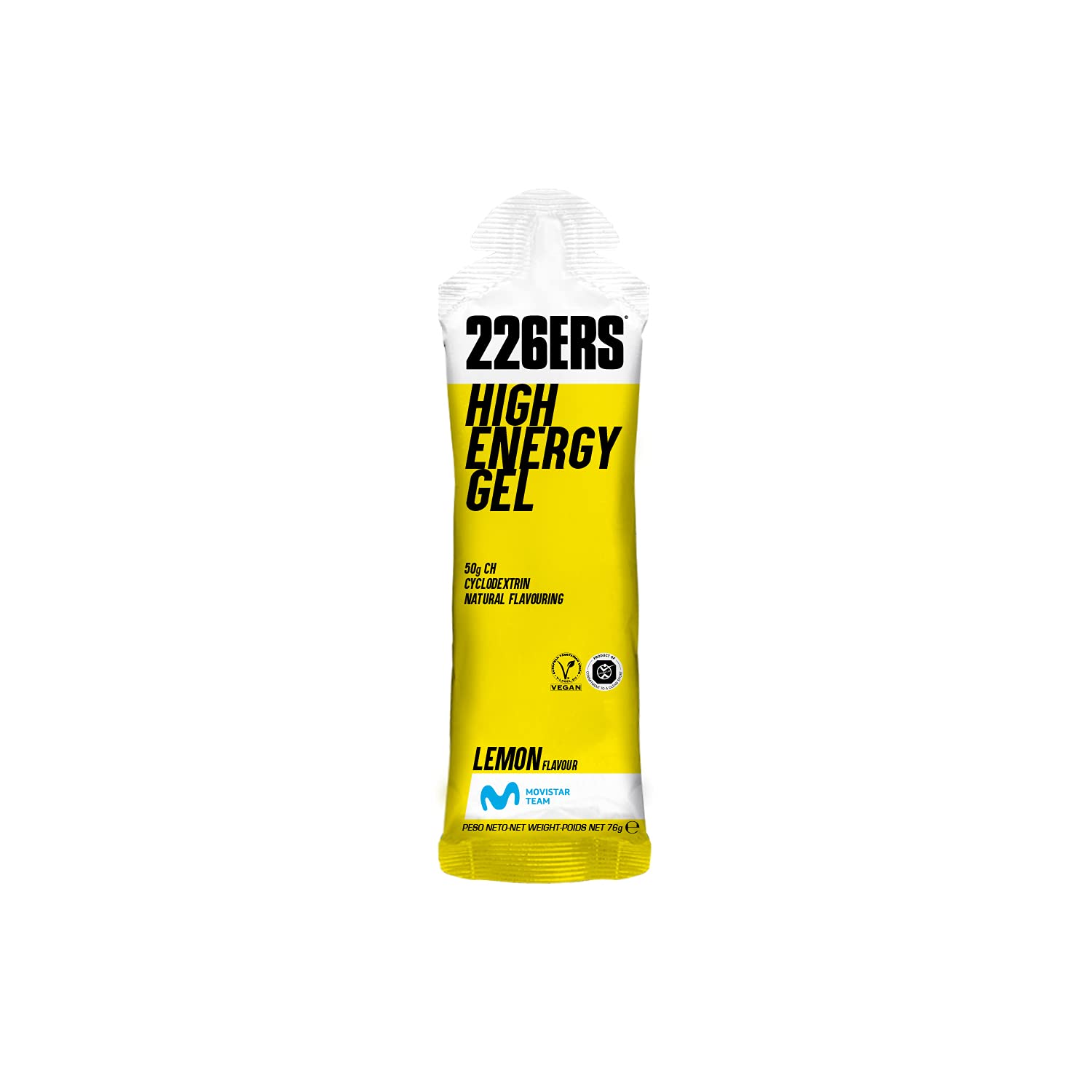 226ERS High Energy Gel | Gel Energético Vegano con Ciclodextrina come Carboidrato, Gel Energetico per Ciclismo e Corsa, Senza doping, Limone - 24 Unità