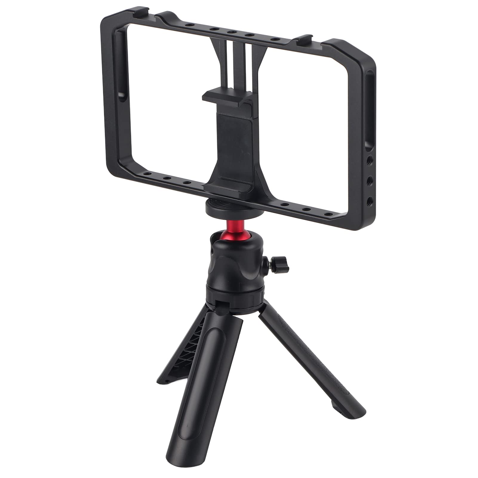 Equipo de Vídeo para Teléfono Inteligente, Duradero, Resistente, Estabilizador de Vídeo, Kit de Trípode para Teléfonos Móviles Universales, Aleación de Aluminio Negro, Ideal para Grabación de