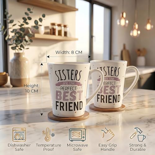 Image of U.P.C.Milk Mug Set of 2 | Ceramic & Bone China Coffee Milk Cups | Designer Printed Tea Coffee Mug Set | Large Capacity Milk Mugs | Microwave Safe Cup Set | Kitchen Drinkware Gift Set (UPC MM-08)