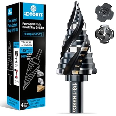 Four Spiral Flute M35 Step Drill Bit Set 1/8&#3...