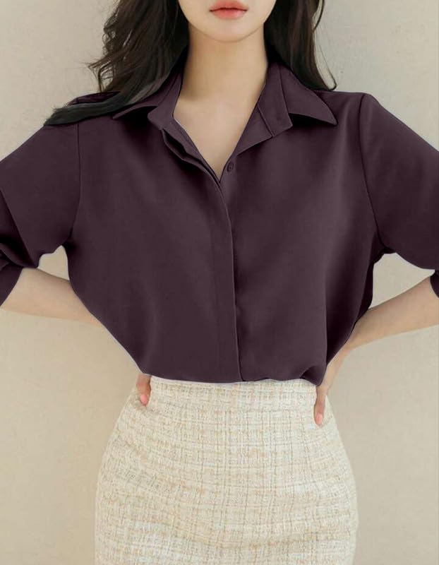 Image of Women's Regular Fit Korean Style Shirts | Stylish Western Shirt with Concealed Placket | Casual & Office Wear Shirt for Women