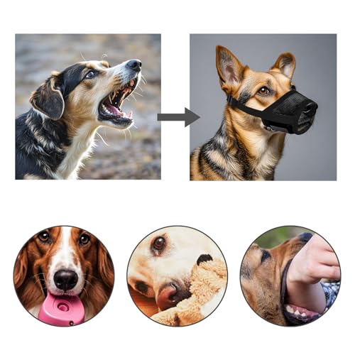 CXNXFD Maulkorbmaske für Hunde,Maulkorb mit Klettverschluss Weich,Weich und atmungsaktiv, verhindert Beißen, Kauen und Bellen (L, schwarz)