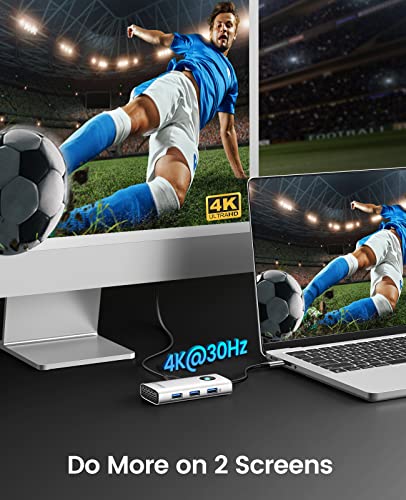 Docking Station, 6 in 1 USB 3.0 Hub con HDMI 4K+PD100W+3 USB-A 3.0+1 USB-C 3.0, adattatore multiPort USB C HUB per MacBook/Dell/HP/Surface/Lenovo - Hub USB - Immagine 2