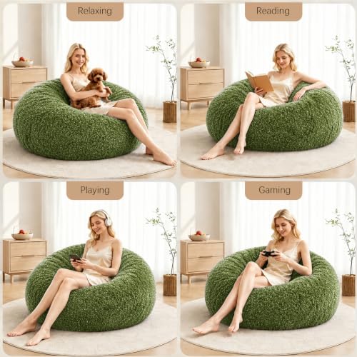 Image of Memory Foam Bean Bag Chair for Adults, 4FT Green Shining