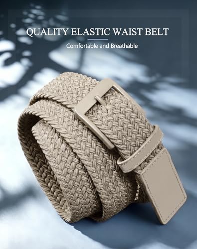 Image of SANSTHS Stretch Braided Golf Belt Breathable No Hole Elastic Woven Belt for Men Women, Ideal Belt for Golf Travel Daily Wear