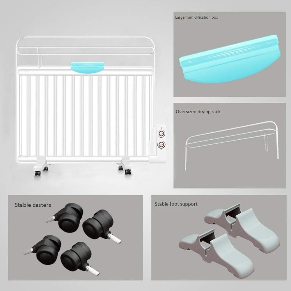 Ultra-Thin Wall-Mounted Oil Filled Heater 1300W Energy-Saving Silent Heat-Resistant Electric Radiator with Drying Rack Humidification Box Moving Casters White