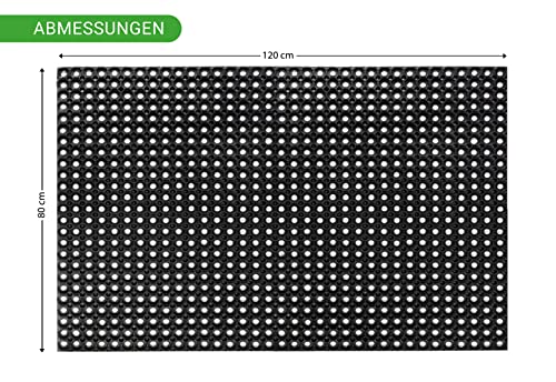 HPFloor Ringgummimatte-Wabenmatte I 80 x 120 cm Gummimatte I Flexibel einsetzbare Antirutschmatte I Witterungsresistente Ringgummimatte I gummibodenbelag Außen- Innenbereich
