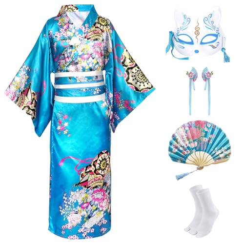 CRFASIBE 5 Pièces Kimono Japonais Enfants, Fille Robe Yukata Geisha Peignoir pour Spa, Enfants...