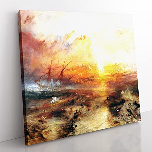 Typhoon Coming by Joseph Mallord William Turner Classic Painting Canvas Wall Art Print Ready to Hang, Framed Picture for Living Room Bedroom Home Office Décor, 50x50 cm (20x20 Inch)