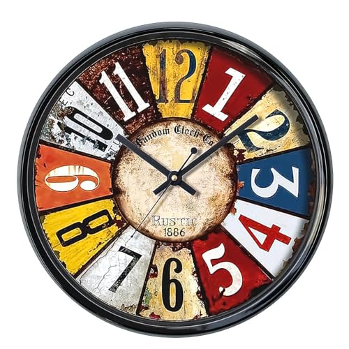 Image of RANDOM Sweep Silent Wall Clock, Non-Ticking Quartz Movement with 3D Foiling Numbers. (Muticoloured)